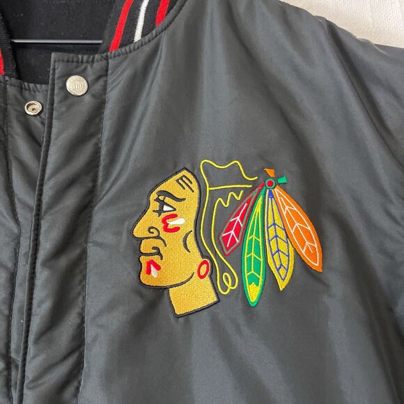 Y2K JH Design Reversible Bomber Chicago Blackhawks Varsity Jacket L-XL Vtg NHL - Picture 13 of 13
